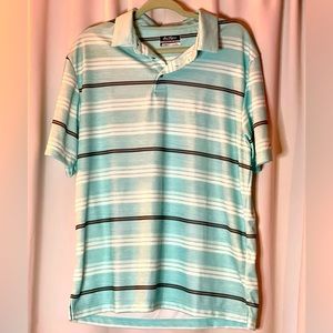Men’s size L Ben Hogan Polo Golf Shirt new without tags EUC teal striped